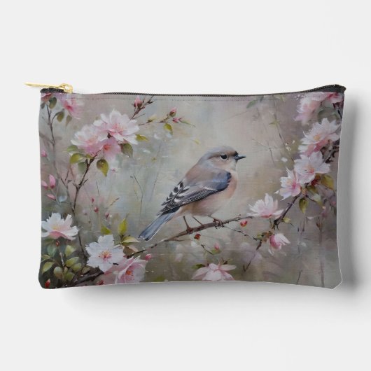 Floral Bird Print Accessory Pouch Zubehörtasche (Vorderseite)