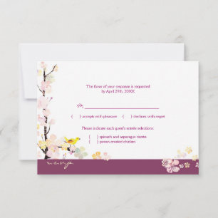 Floral Bird Sangria Wedding Menü UAWG RSVP Karte