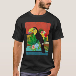 Floral Bird Tropentierwald Retro Tou T-Shirt