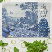Floral Birds English Garden Toile Blue und White Geschirrtuch (Gefaltet)