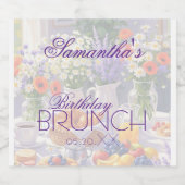 Floral Birthday Brunch Schaumweinetikett (Einzelnes Label)