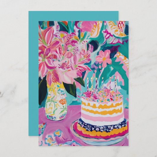 Floral Birthday Card (Vorne/Hinten)