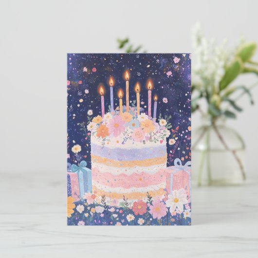 Floral Birthday Card (Stehend Vorderseite)