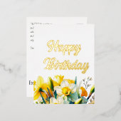 Floral Birthday Folien Feiertagspostkarte (Vorderseite/Rückseite)