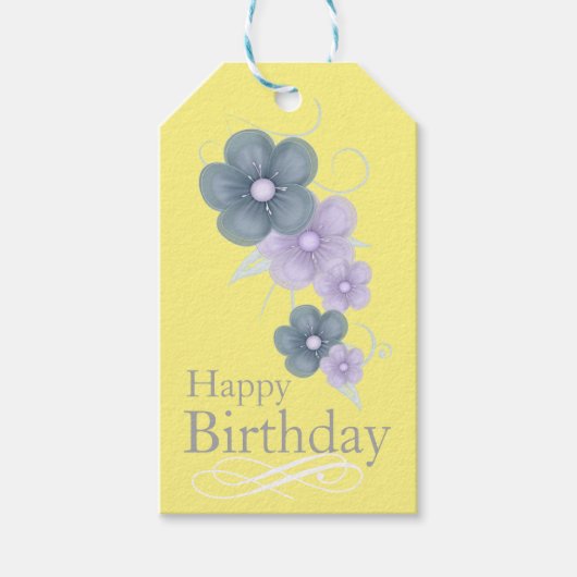Floral Birthday Geschenketiketten Geschenkanhänger (Vorderseite)
