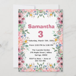 Floral Birthday Invitation, Wildflowers Birthday  Einladung