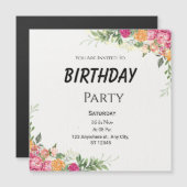 Floral Birthday Magnet Card - Rosa & Orange (Vorne/Hinten)