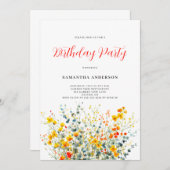 Floral Birthday Party Einladung (Vorne/Hinten)