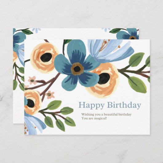Floral Birthday Postkarte (Vorne/Hinten)