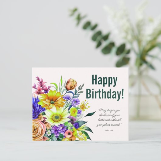 Floral Birthday Segessing Postkarte (Stehend Vorderseite)