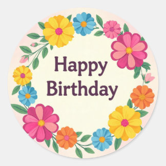 Floral birthday sticker 