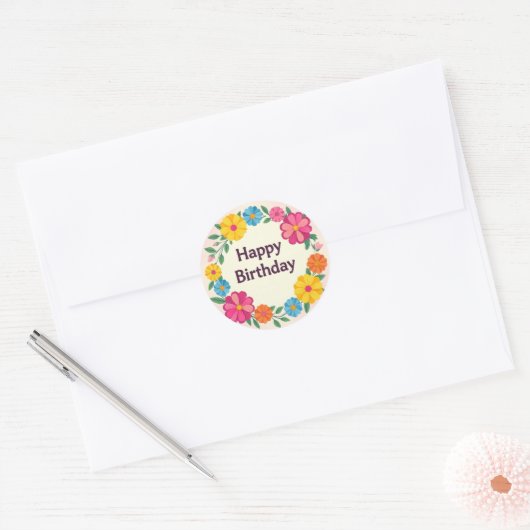Floral birthday sticker  (Umschlag)