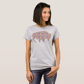 Floral Bison Blume Pattern American Buffalo T-Shirt (Vorne ganz)