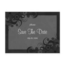 Floral Black and Gray Goth Save the Date Postkarte