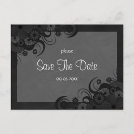 Floral Black and Gray Goth Save the Date Postkarte