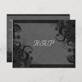 Floral Black and Gray Gothic UAWG Repcard Postkart Einladungspostkarte (Vorne/Hinten)