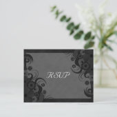 Floral Black and Gray Gothic UAWG Repcard Postkart Einladungspostkarte (Stehend Vorderseite)