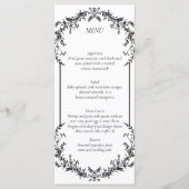 Floral Black and White Line Art Wedding | Menu Menükarte (Vorderseite)