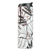 Floral Black and White Seamless Pattern. Modern Ar Thermosbecher (Nach links gedreht)