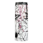 Floral Black and White Seamless Pattern. Modern Ar Thermosbecher (Rückseite)