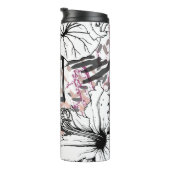 Floral Black and White Seamless Pattern. Modern Ar Thermosbecher (Nach rechts gedreht)