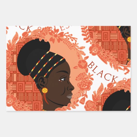 Floral Black & Blessed Geschenkpapier Set (Vorderseite 3)