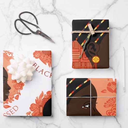 Floral Black & Blessed Geschenkpapier Set (Vorderseite)