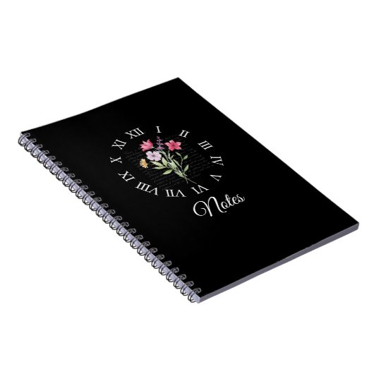 Floral & Black Book Time Notebook Notizblock (Rechte Seite)