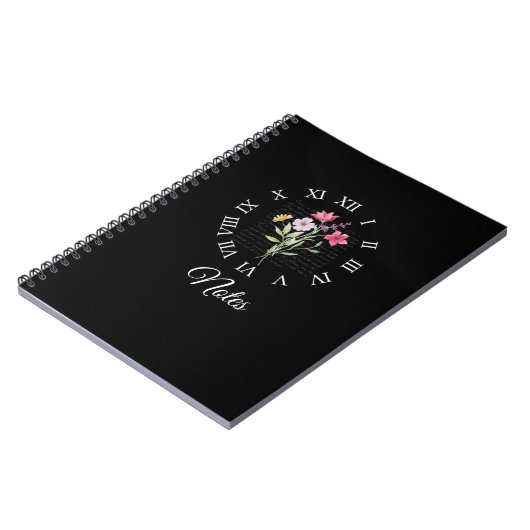 Floral & Black Book Time Notebook Notizblock (Linke Seite)