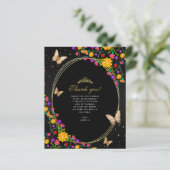 Floral Black Butterfly Quinceñera Foto (Stehend Vorderseite)