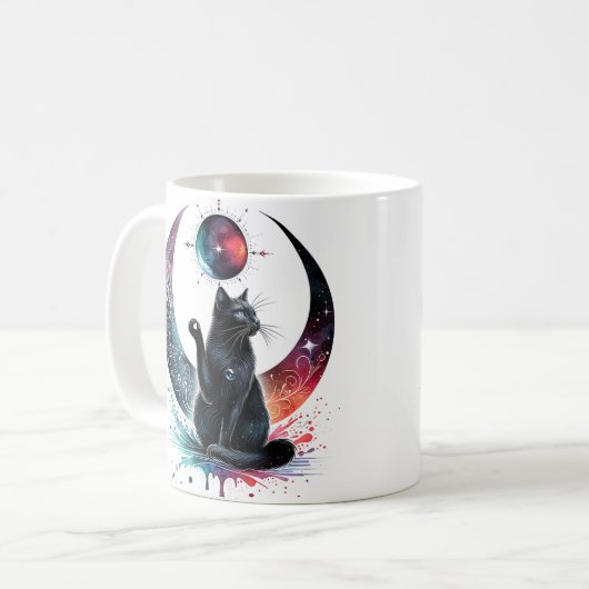 Floral Black Cat Tasse (Vorderseite Links)