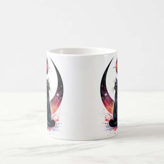 Floral Black Cat Tasse (Mittel)