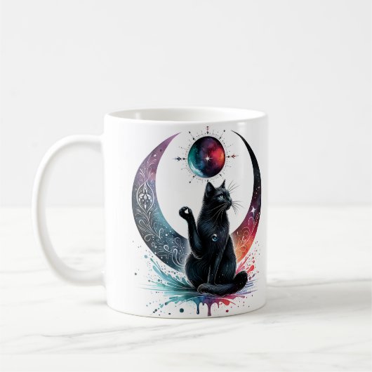 Floral Black Cat Tasse (Links)