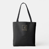 Floral Black Custom Monogram Tasche (Rückseite)