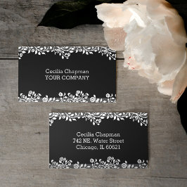 Floral Black Elegant Stilvoll Personalisiert Gotis Visitenkarte