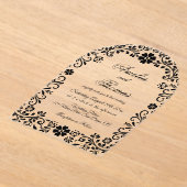 Floral Black Elegant Wedding Acryleinladungen (Ablage )