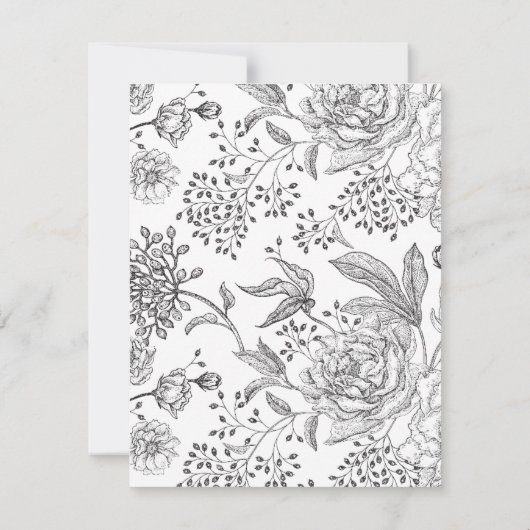 Floral Black Elegant Wedding Einladung (Rückseite)