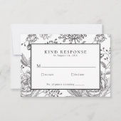 Floral Black Elegant Wedding RSVP Card Karte (Vorderseite)