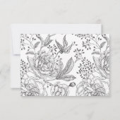 Floral Black Elegant Wedding RSVP Card Karte (Rückseite)