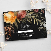 Floral Black Fall Elegante Hochzeit RSVP Karte