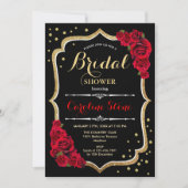 Floral Black Gold Brautparty Einladung (Vorderseite)