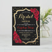 Floral Black Gold Brautparty Einladung (Stehend Vorderseite)