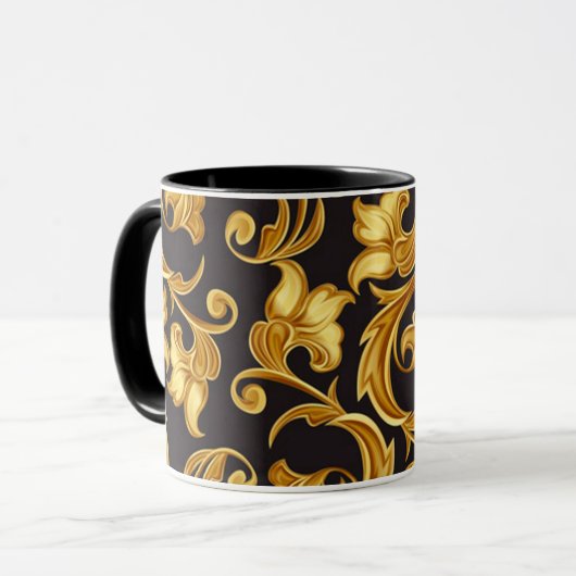 Floral Black Gold Tasse (Vorderseite Links)