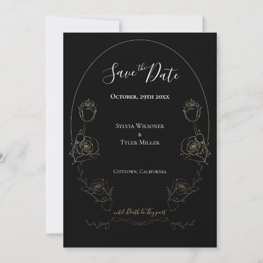 Floral Black Gothic Hochzeit speichern das Datum Save The Date (Vorderseite)