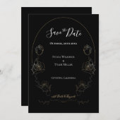 Floral Black Gothic Hochzeit speichern das Datum Save The Date (Vorne/Hinten)