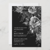 Floral Black Gothic Wedding Einladung (Vorderseite)