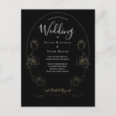 Floral Black Gothic Wedding Einladungspostkarte (Vorderseite)
