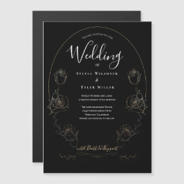 Floral Black Gothic Wedding Magneteinladung