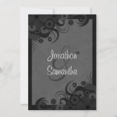 Floral Black Gray Hochzeit Probe Dinner Einladunge Einladung (Rückseite)