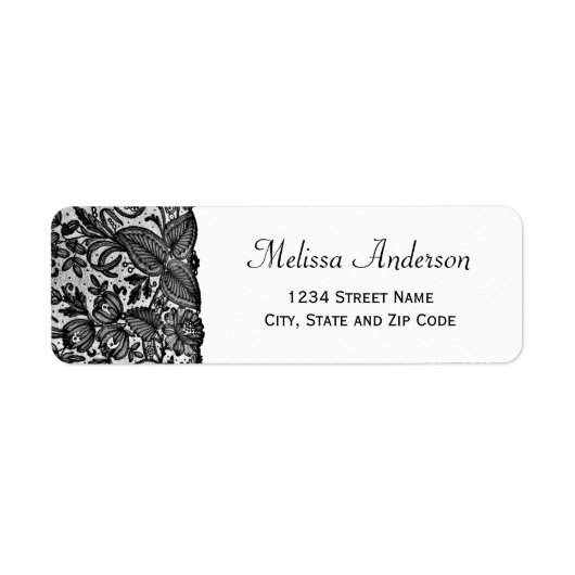 Floral Black Lace Rücksendeadresse (Vorne)